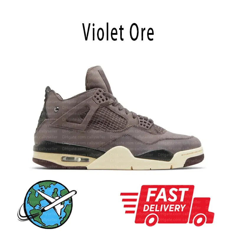 With Box 4 Orchid Basketball Shoes 4S Bred Metallic Gold Black Cat University Blue White Oreo White Cement 2025 Sneakers