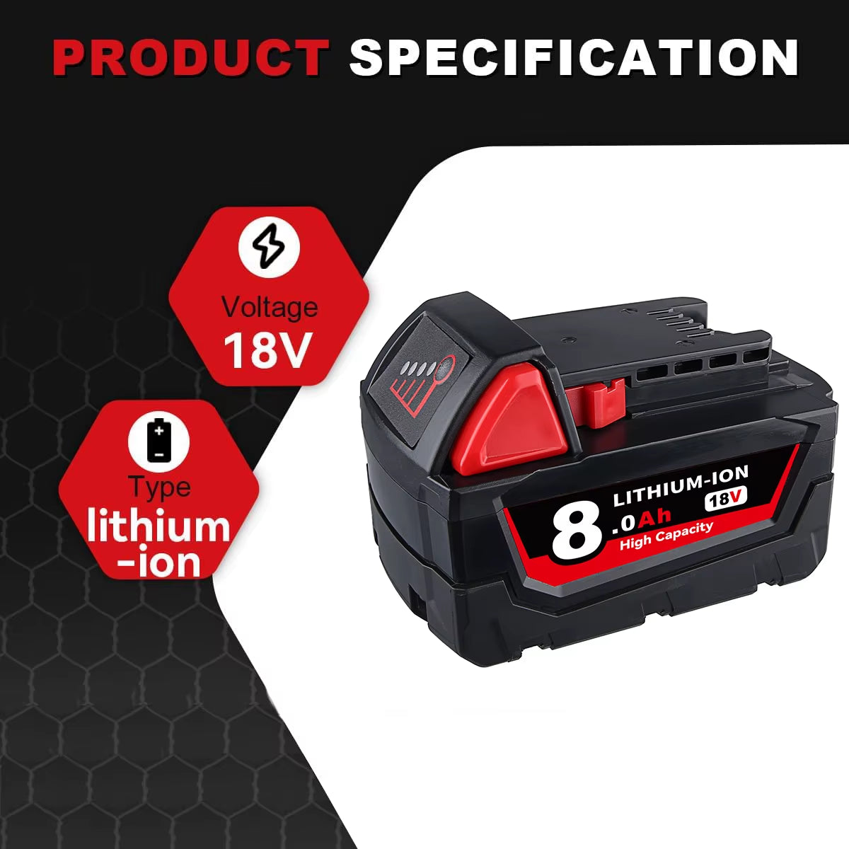 VANON 8.0AH Battery Replace 18V M18 48-11-1811 48-11-1815 48-11-1820 Battery Pin Suit Power Tools