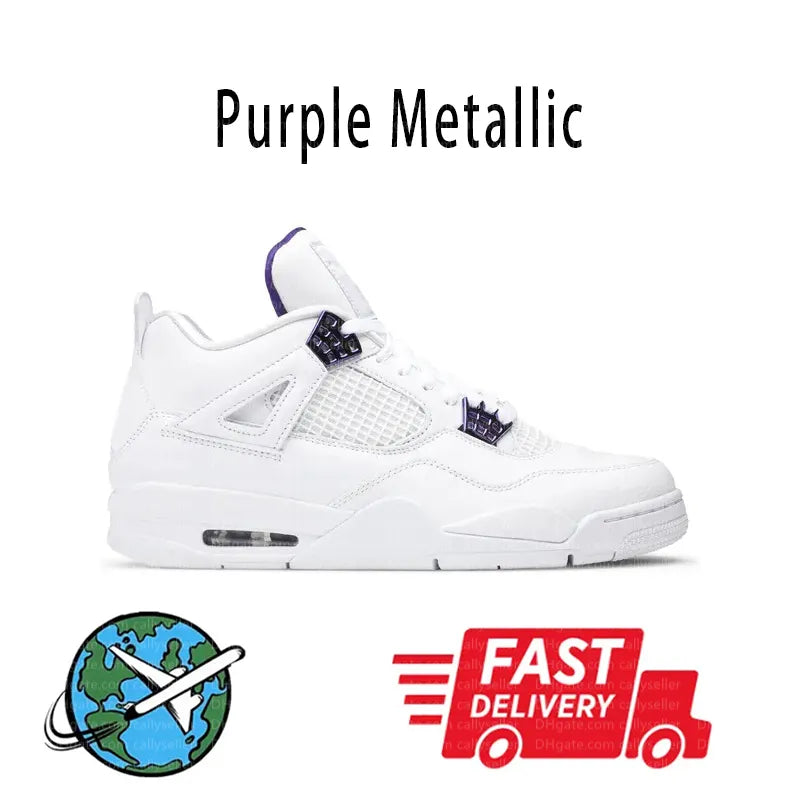 With Box 4 Orchid Basketball Shoes 4S Bred Metallic Gold Black Cat University Blue White Oreo White Cement 2025 Sneakers