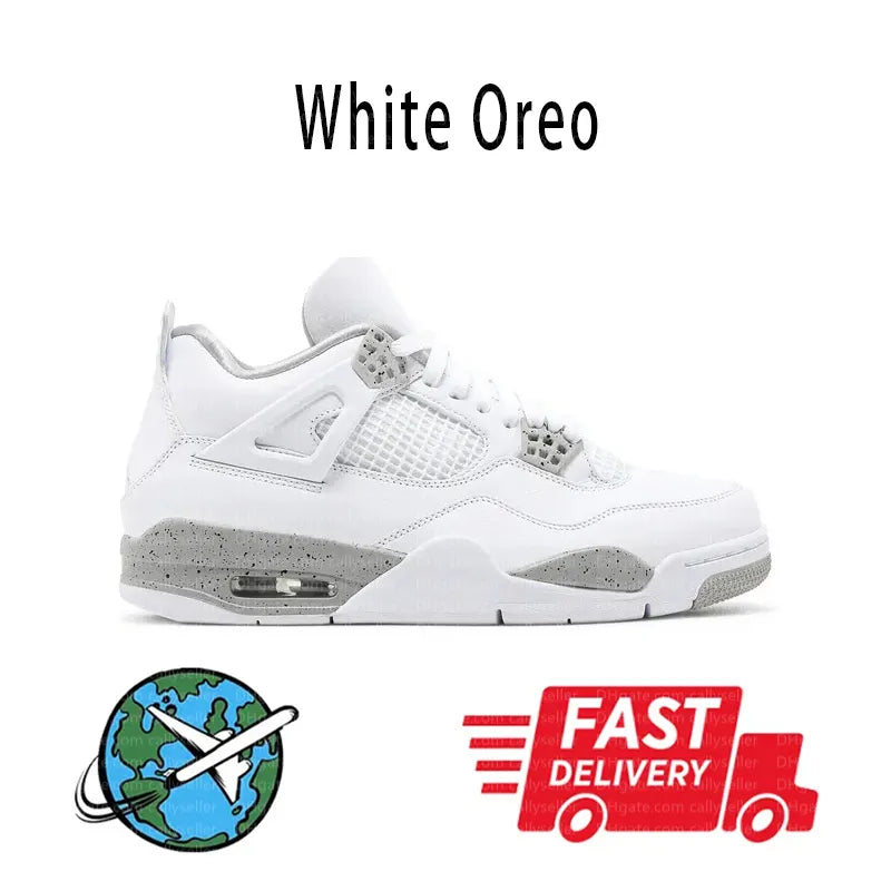 With Box 4 Orchid Basketball Shoes 4S Bred Metallic Gold Black Cat University Blue White Oreo White Cement 2025 Sneakers