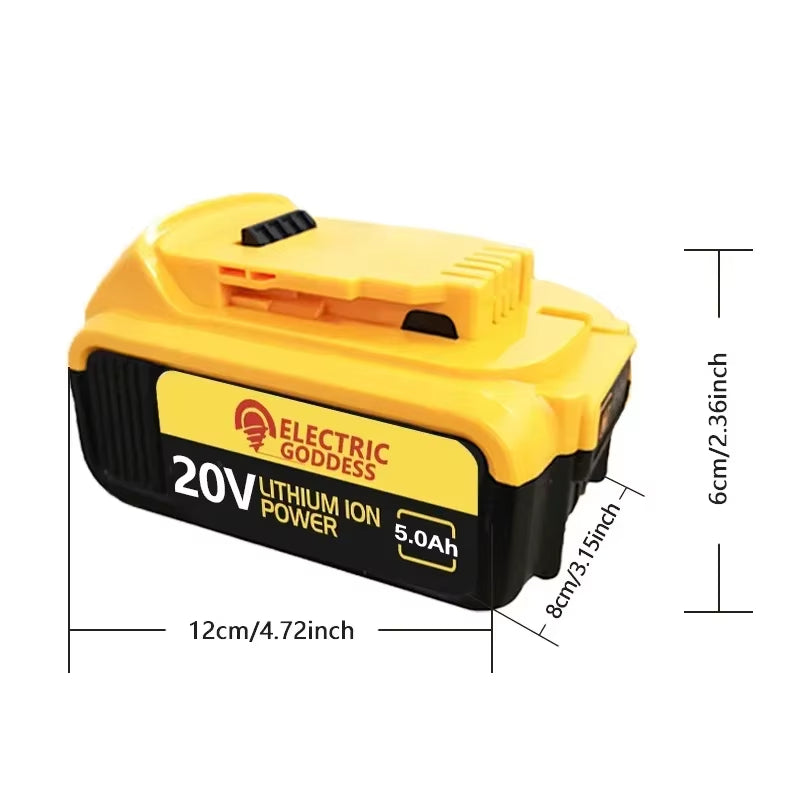 20V Lithium Ion Battery 20V 5Ah Rechargeable Power Tools Lithium Ion Battery Replacement DCB206 DCB205 DCB204 DCB200