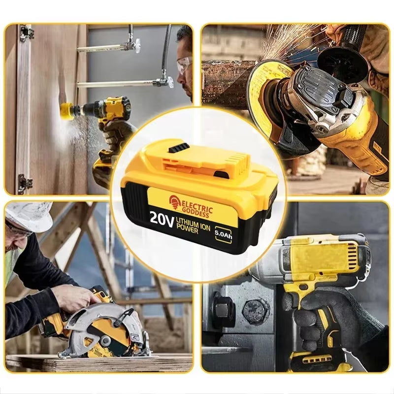 20V Lithium Ion Battery 20V 5Ah Rechargeable Power Tools Lithium Ion Battery Replacement DCB206 DCB205 DCB204 DCB200
