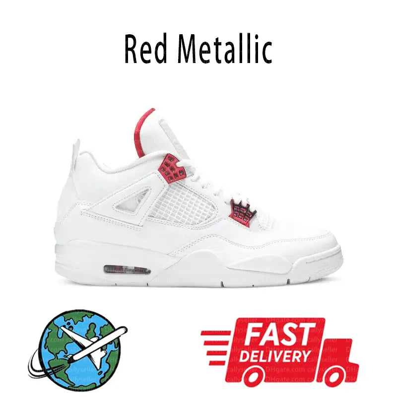 With Box 4 Orchid Basketball Shoes 4S Bred Metallic Gold Black Cat University Blue White Oreo White Cement 2025 Sneakers