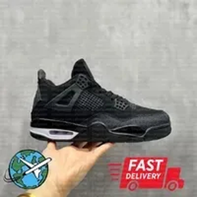 With Box 4 Orchid Basketball Shoes 4S Bred Metallic Gold Black Cat University Blue White Oreo White Cement 2025 Sneakers