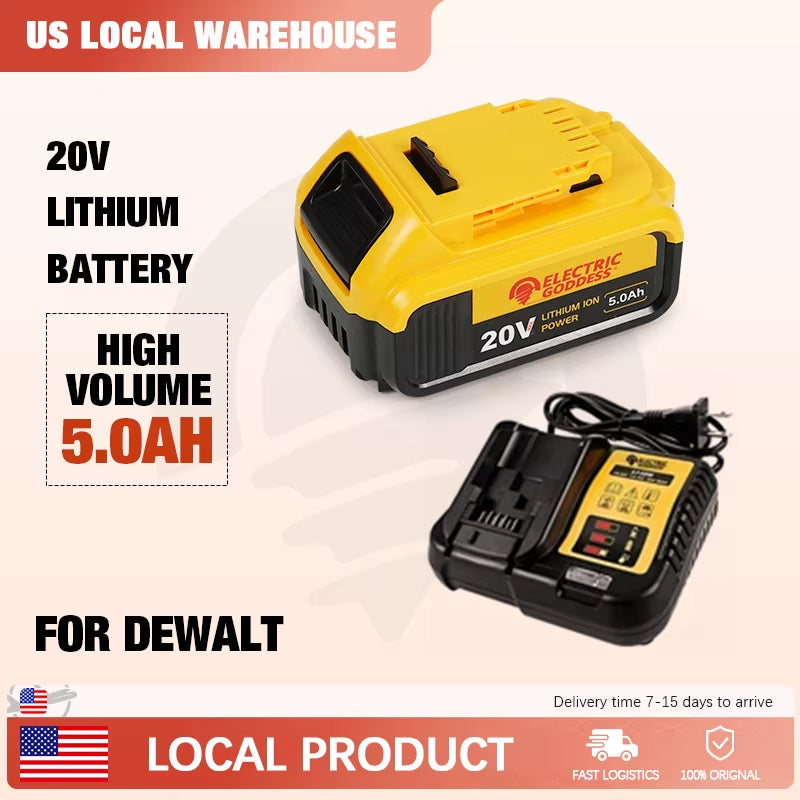 20V Lithium Ion Battery 20V 5Ah Rechargeable Power Tools Lithium Ion Battery Replacement DCB206 DCB205 DCB204 DCB200