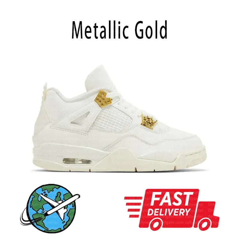 With Box 4 Orchid Basketball Shoes 4S Bred Metallic Gold Black Cat University Blue White Oreo White Cement 2025 Sneakers