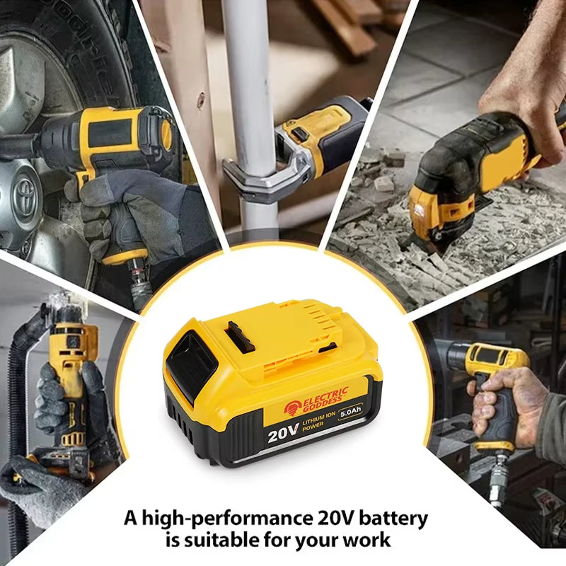20V Lithium Ion Battery 20V 5Ah Rechargeable Power Tools Lithium Ion Battery Replacement DCB206 DCB205 DCB204 DCB200