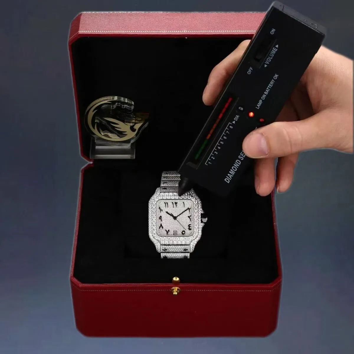 Mens Womens Honeycomb Inlay VVVS Moissanite Hip Hop Ice Crystal Mechanical Watches Fast Free Shipping