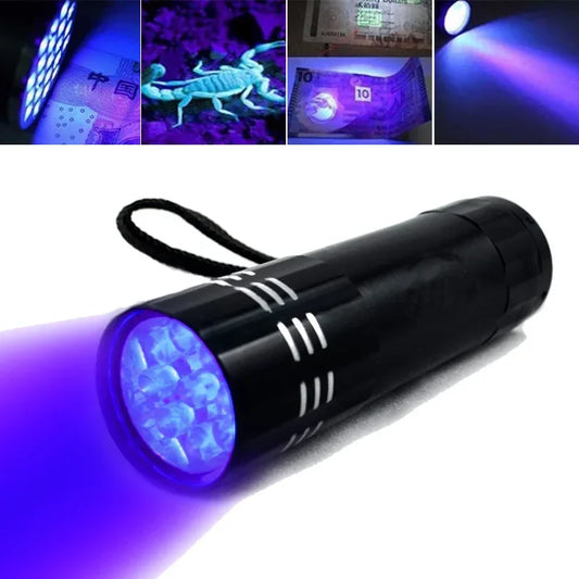 LED UV Flashlight Ultraviolet Torch Mini UV Light Pet Urine Stains Detector Fluorescent Anti-Counterfeiting Bill Seal Detector