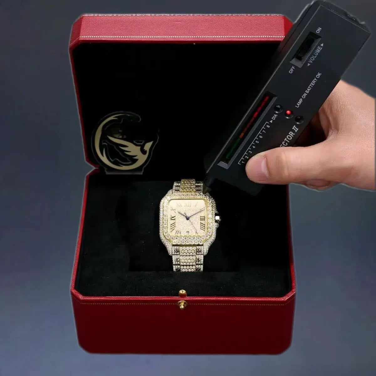 Mens Womens Honeycomb Inlay VVVS Moissanite Hip Hop Ice Crystal Mechanical Watches Fast Free Shipping